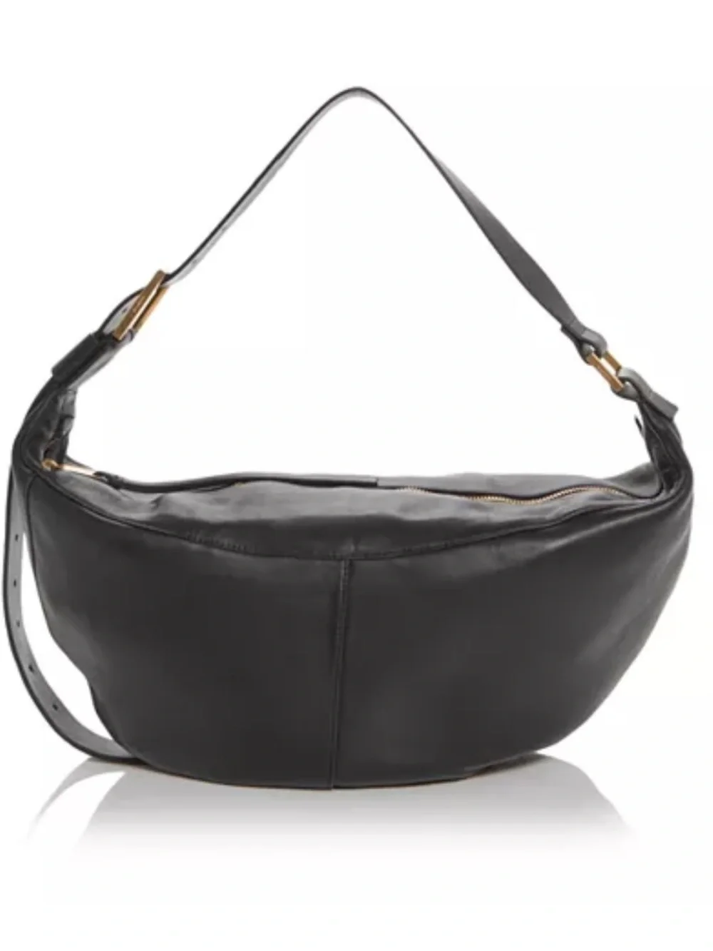 All Saints Black Leather Hobo Shoulder bag with Gold-Tone Hardware